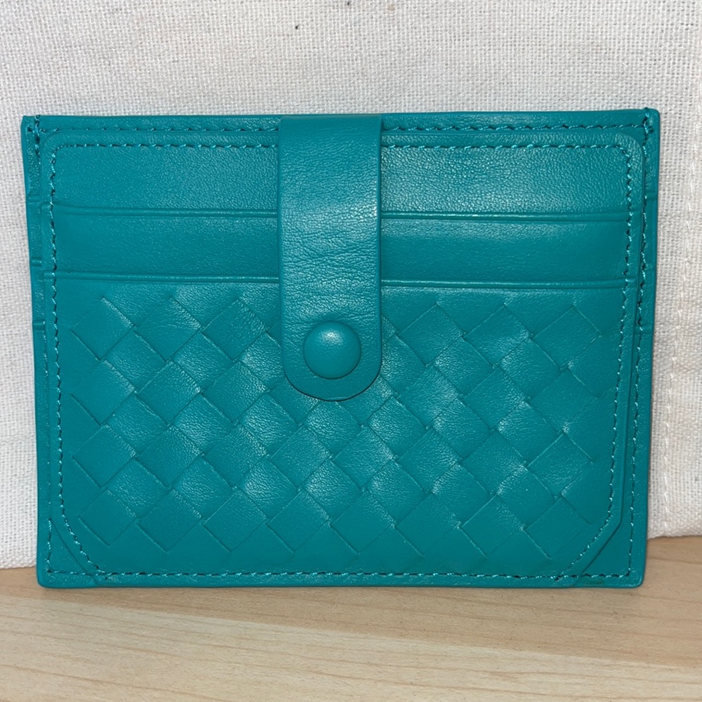 Teal Genuine Leather Card Wallet